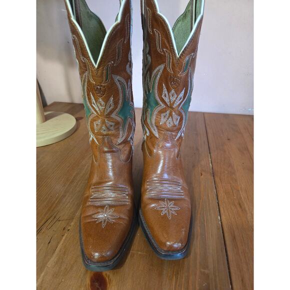 Ariat Snip Toe Western Cowgirl Boots Brown Leather Womens Size 6B 2in Heel - Picture 4 of 7